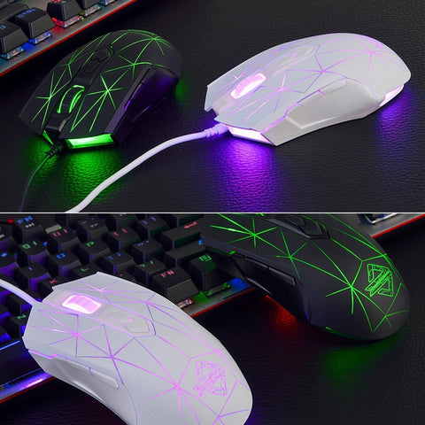 Ajazz AJ52 7 RGB Backlit Modes Wired Professional E-sport Gaming Mouse Adjustable DPI 750/1000/1250/1500/1750/2000/2500 White+Pattern