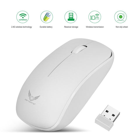 ZERODATE T16 2.4G 1600 DPI Wireless Portable Mobile Mouse 3-Button USB Optical Mouse with USB Receiver High-definition Optical Sensor for PC Laptop Tablet Computer Black