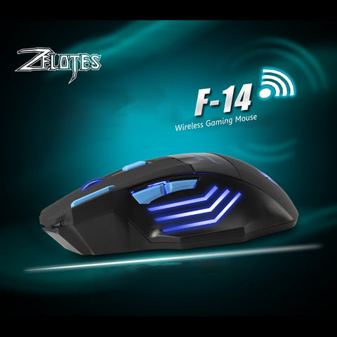 ZELOTES F14 LED Optical Computer Wireless Mouse 2.4G 2400 DPI 7 Buttons