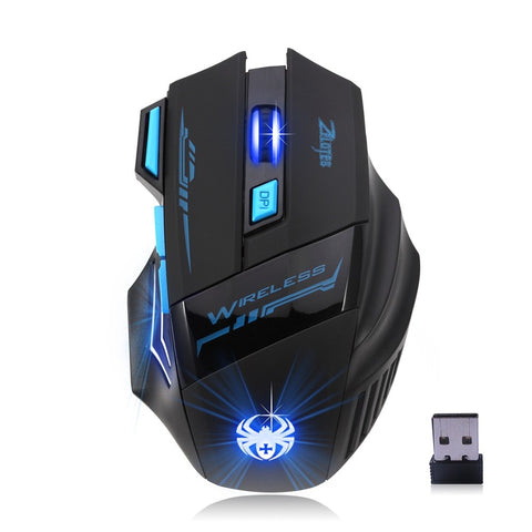 ZELOTES F14 LED Optical Computer Wireless Mouse 2.4G 2400 DPI 7 Buttons