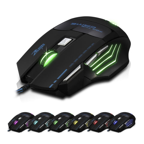 ZELOTES T-80 Gaming Mouse 7200 DPI Backlight Multi Color LED Optical 7 Button Mouse Gamer USB Wired Gaming Mouse for Pro Gamer