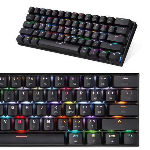 MOTOSPEED CK62 BT3.0 Wired RGB Mechanical Keyboard for Tablet Laptop Smartphone Black&Red Shaft