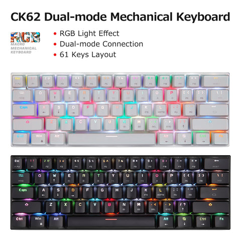 MOTOSPEED CK62 BT3.0 Wired RGB Mechanical Keyboard for Tablet Laptop Smartphone Black&Red Shaft