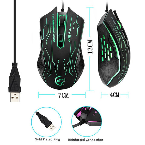 G820 Wired Gaming Mouse 7 Backlights 6 Buttons 3200 Optical DPI