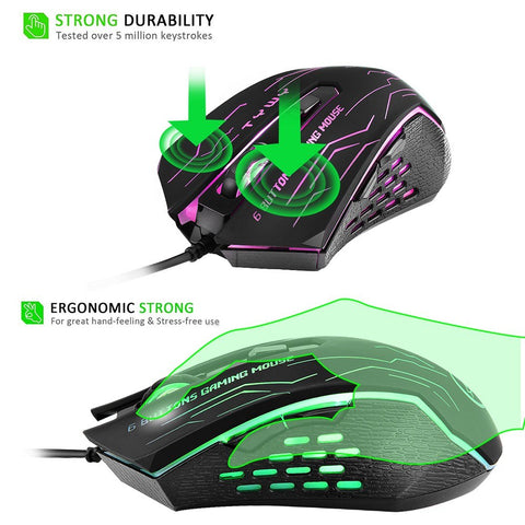 G820 Wired Gaming Mouse 7 Backlights 6 Buttons 3200 Optical DPI
