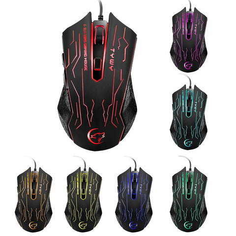 G820 Wired Gaming Mouse 7 Backlights 6 Buttons 3200 Optical DPI