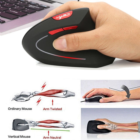 HXSJ T24 2.4G Wireless Mouse Vertical Ergonomic Mouse with USB Receiver Replacement for Notebook PC Laptop Macbook Grey