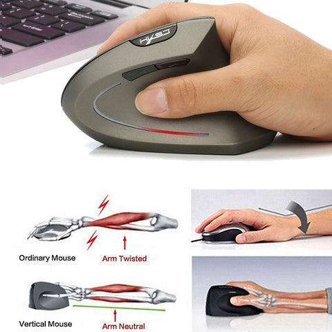 HXSJ T24 2.4G Wireless Mouse Vertical Ergonomic Mouse with USB Receiver Replacement for Notebook PC Laptop Macbook Grey