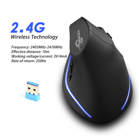 Zelotes F-35 Wireless Vertical Mouse Rechargeable 2400 DPI Optional
