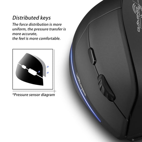 Zelotes F-35 Wireless Vertical Mouse Rechargeable 2400 DPI Optional