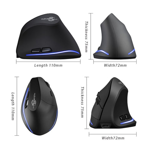 Zelotes F-35 Wireless Vertical Mouse Rechargeable 2400 DPI Optional