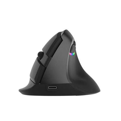 Delux M618mini Wireless Mouse Ergonomic Vertical Optical Mouse RGB Light Dual Mode Mice 2.4GHz Wireless + Bluetooth 4.0 for PC Laptop(Iron Gray)