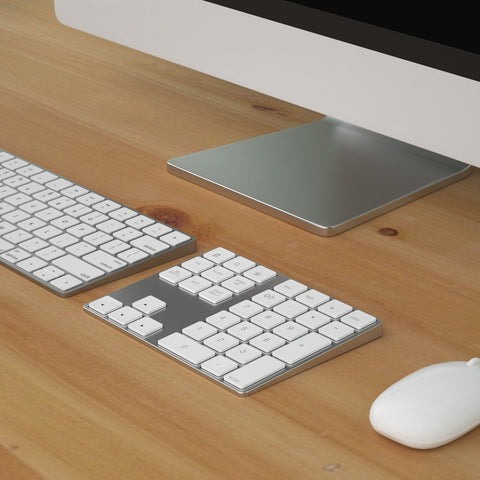 Wireless Numeric Keyboard Aluminium 34 Key BT Keyboard Built-in Rechargeable Battery Keypad for Windows/iOS/Android (Silver)