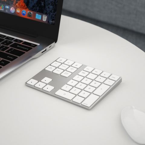 Wireless Numeric Keyboard Aluminium 34 Key BT Keyboard Built-in Rechargeable Battery Keypad for Windows/iOS/Android (Silver)