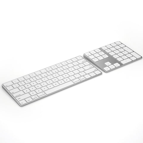 Wireless Numeric Keyboard Aluminium 34 Key BT Keyboard Built-in Rechargeable Battery Keypad for Windows/iOS/Android (Silver)