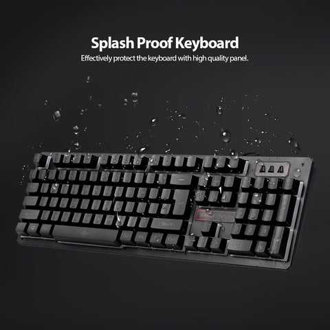 USB Wired Gaming Keyboard and Mouse Combo Waterproof Rainbow Backlit 2000DPI for Home Office