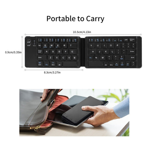 BT Folding Keyboard Foldable Keyboard Rechargeable Full Size Keyboard for iOS Phone Android Smartphone Tablet Windows Laptop