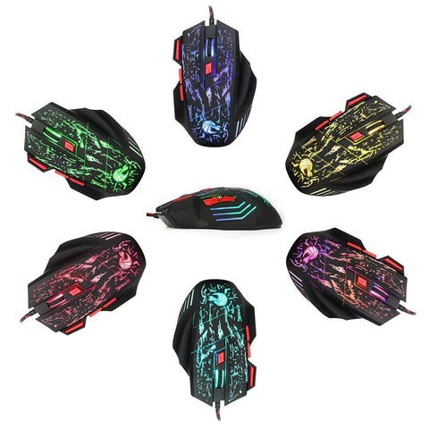 HXSJ H300 USB Wired Gaming Mouse Ergonomic Mice with Breathing Light 5500DPI 7 Buttons for PC Laptop