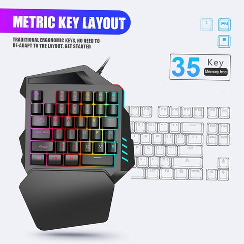 HXSJ J50 One-Handed Gaming Keyboard Mouse Combo
