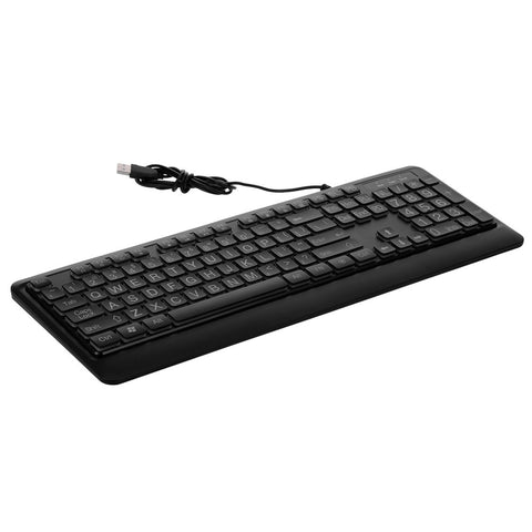 Wired Large Print Keyboard White Bold Jumbo Letters Silent Backlit Keyboard with Oversized Characters 104 Keys for The Elder and People with Bad Eye Sight and Vision Ailment