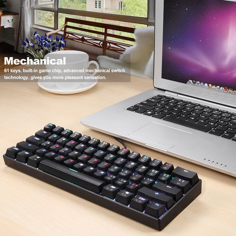 MOTOSPEED CK61 RGB Mechanical Gaming Keyboard OUTMU Red Switches Keyboard 61 Keys Anti-ghosting with Backlight for Gaming Black