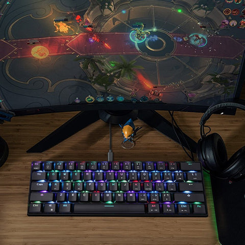 MOTOSPEED CK61 RGB Mechanical Gaming Keyboard OUTMU Red Switches Keyboard 61 Keys Anti-ghosting with Backlight for Gaming Black
