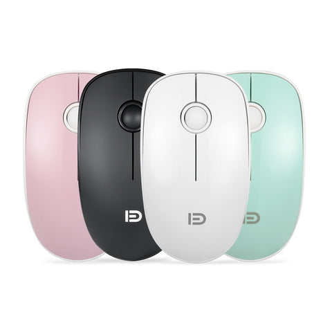 FD V8 2.4G Wireless Mute Mouse Plug & Play Slim Mice Optical Tracking Power Saving Smooth Scroll Wheel for Laptop PC (White)