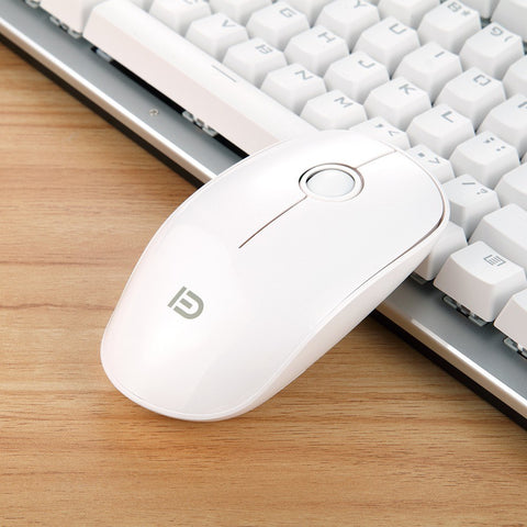 FD V8 2.4G Wireless Mute Mouse Plug & Play Slim Mice Optical Tracking Power Saving Smooth Scroll Wheel for Laptop PC (White)