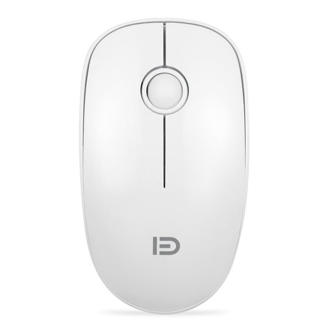 FD V8 2.4G Wireless Mute Mouse Plug & Play Slim Mice Optical Tracking Power Saving Smooth Scroll Wheel for Laptop PC (White)