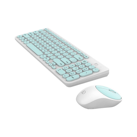 FD Wireless iK6630 Keyboard & Mouse Combo 2.4GHz Cute Round Key Set Smart Power-Saving Silent Clicks Slim Combo for Laptop Computer TV and Mac Green