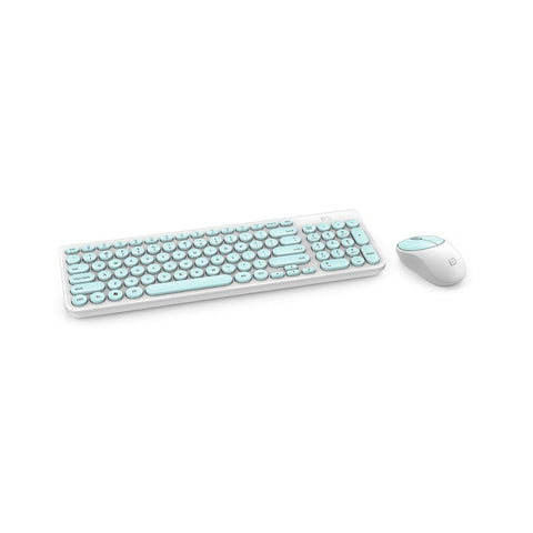 FD Wireless iK6630 Keyboard & Mouse Combo 2.4GHz Cute Round Key Set Smart Power-Saving Silent Clicks Slim Combo for Laptop Computer TV and Mac Green
