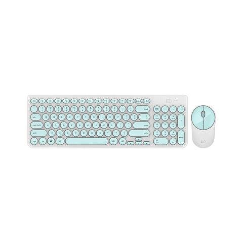 FD Wireless iK6630 Keyboard & Mouse Combo 2.4GHz Cute Round Key Set Smart Power-Saving Silent Clicks Slim Combo for Laptop Computer TV and Mac Green