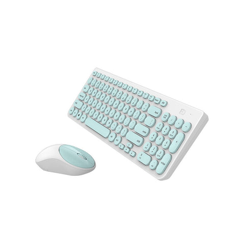 FD Wireless iK6630 Keyboard & Mouse Combo 2.4GHz Cute Round Key Set Smart Power-Saving Silent Clicks Slim Combo for Laptop Computer TV and Mac Green