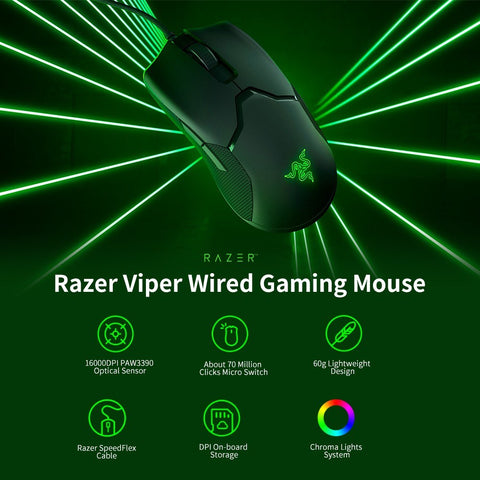 Razer Viper Wired Gaming Mouse 16000DPI RGB Computer Mice