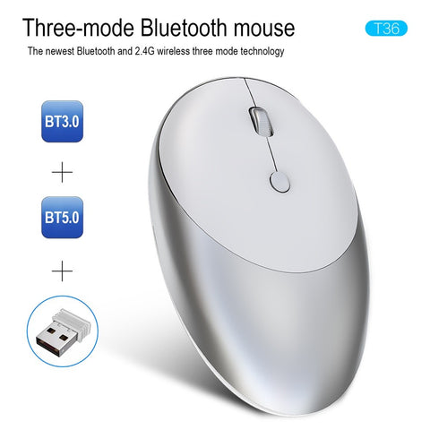 HXSJ T36 Three Mode BT 3.0 + 5.0 + 2.4G Wireless Mouse Silm Silent Design Rechargeable Optical Mouse For iPad PC Laptop
