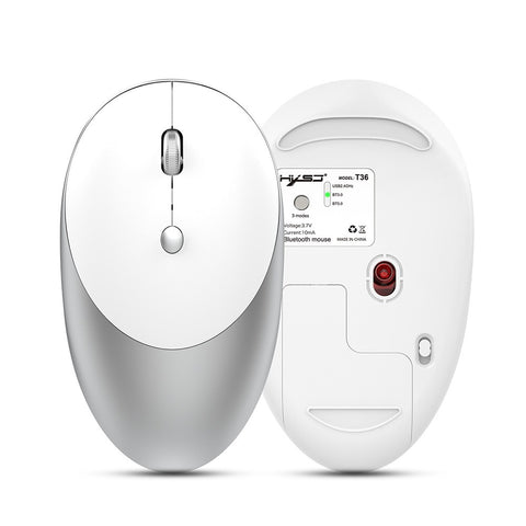HXSJ T36 Three Mode BT 3.0 + 5.0 + 2.4G Wireless Mouse Silm Silent Design Rechargeable Optical Mouse For iPad PC Laptop