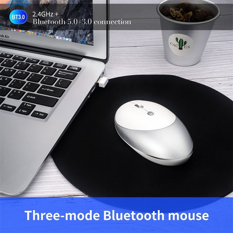 HXSJ T36 Three Mode BT 3.0 + 5.0 + 2.4G Wireless Mouse Silm Silent Design Rechargeable Optical Mouse For iPad PC Laptop
