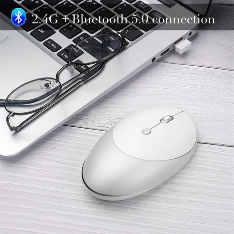 HXSJ T36 Three Mode BT 3.0 + 5.0 + 2.4G Wireless Mouse Silm Silent Design Rechargeable Optical Mouse For iPad PC Laptop