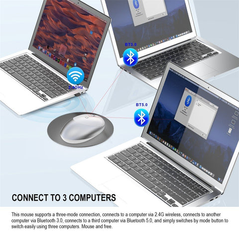 HXSJ T36 Three Mode BT 3.0 + 5.0 + 2.4G Wireless Mouse Silm Silent Design Rechargeable Optical Mouse For iPad PC Laptop
