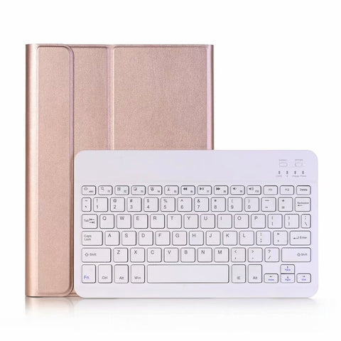 BT3.0 Wireless Keyboard Case iPad Protective Case Detachable Keyboard Case Replacement for iPad 10.2(2019) (Rose Gold-White)