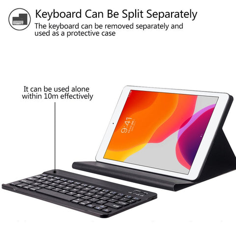 BT3.0 Wireless Keyboard Case iPad Protective Case Detachable Keyboard Case Replacement for iPad 10.2(2019) (Rose Gold-White)