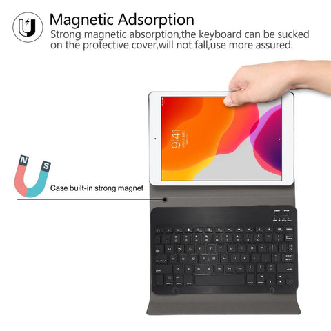 BT3.0 Wireless Keyboard Case iPad Protective Case Detachable Keyboard Case Replacement for iPad 10.2(2019) (Rose Gold-White)