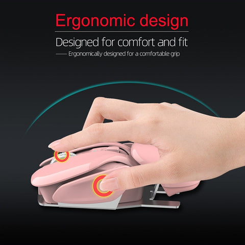 HXSJ T37 Wireless Mouse 2.4G Wireless Mouse Mute Mouse 3 Adjustable DPI Built-in 500mAh  Rechargeable Battery Pink