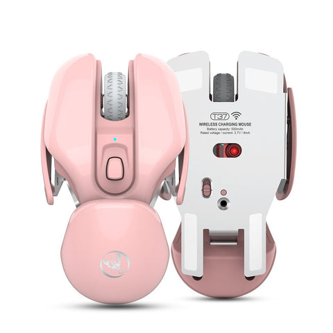 HXSJ T37 Wireless Mouse 2.4G Wireless Mouse Mute Mouse 3 Adjustable DPI Built-in 500mAh  Rechargeable Battery Pink