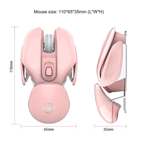 HXSJ T37 Wireless Mouse 2.4G Wireless Mouse Mute Mouse 3 Adjustable DPI Built-in 500mAh  Rechargeable Battery Pink