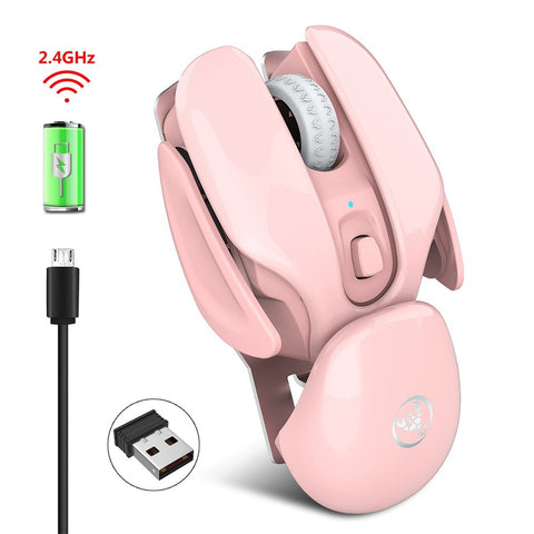 HXSJ T37 Wireless Mouse 2.4G Wireless Mouse Mute Mouse 3 Adjustable DPI Built-in 500mAh  Rechargeable Battery Pink