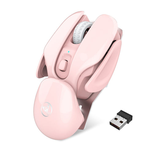 HXSJ T37 Wireless Mouse 2.4G Wireless Mouse Mute Mouse 3 Adjustable DPI Built-in 500mAh  Rechargeable Battery Pink