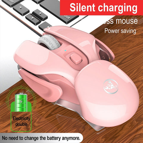 HXSJ T37 Wireless Mouse 2.4G Wireless Mouse Mute Mouse 3 Adjustable DPI Built-in 500mAh  Rechargeable Battery Pink