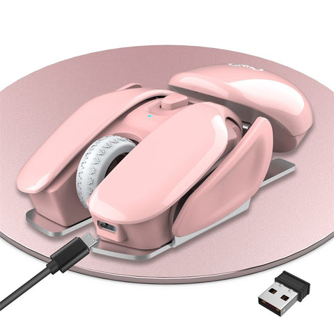 HXSJ T37 Wireless Mouse 2.4G Wireless Mouse Mute Mouse 3 Adjustable DPI Built-in 500mAh  Rechargeable Battery Pink