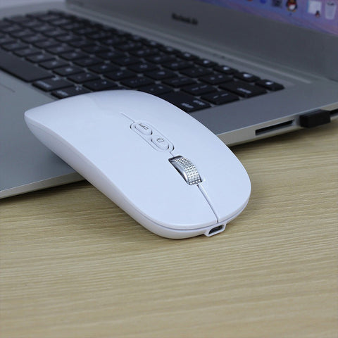 M103 Rechargeable Wireless Mouse 2.4G Wireless Mouse Ultra-thin Mute Mouse 3 Adjustable DPI Built-in 500mAh Battery White
